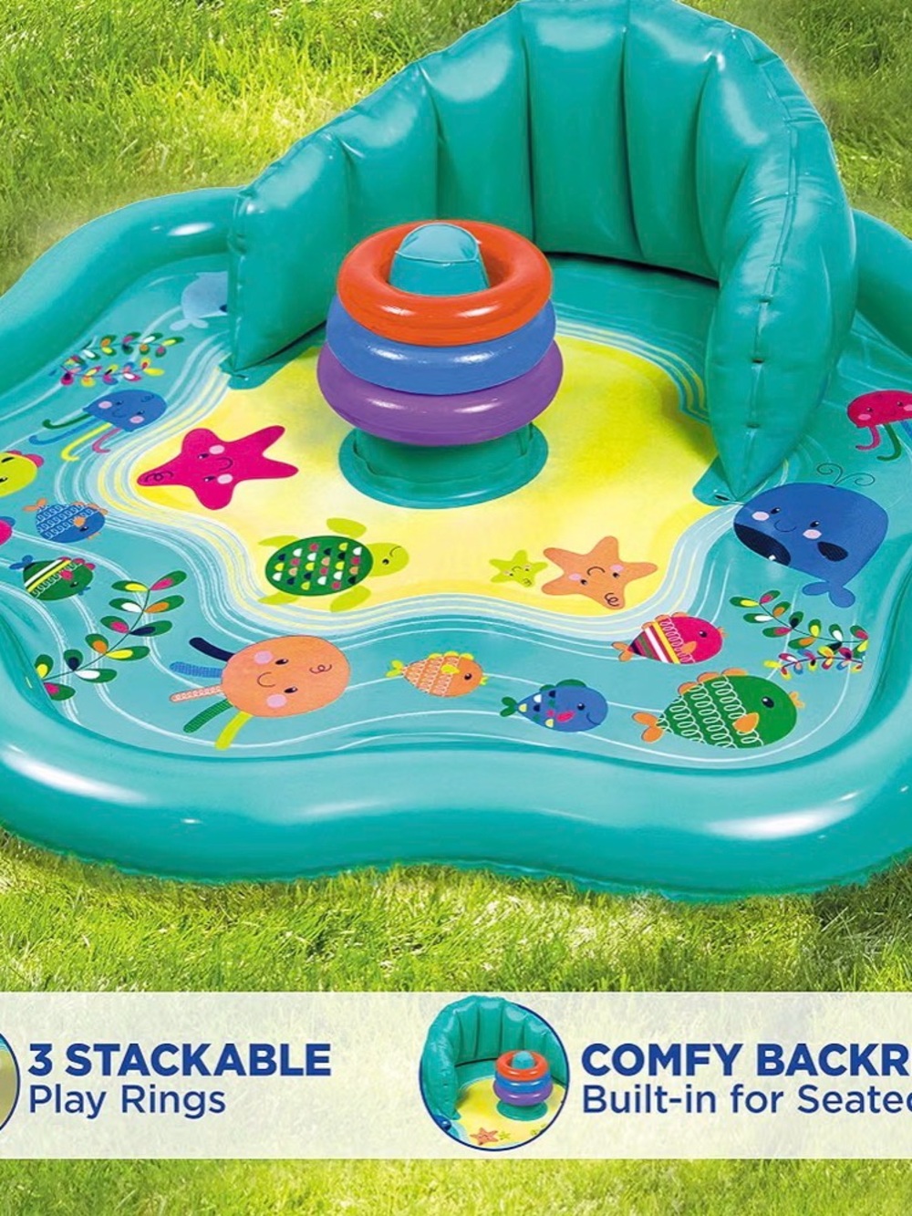SwimSchool Stack N’ Play Baby Splash Mat w/ UPF 50+ Canopy NEW